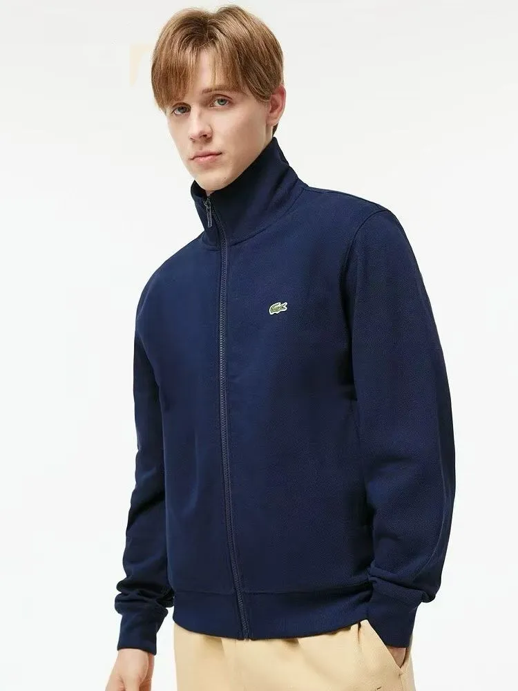 P220 800# crocodile zipper stand collar sweatshirt jacket Color: black gray royal blue Size: M-XXL Fabric: 350g cotton terry